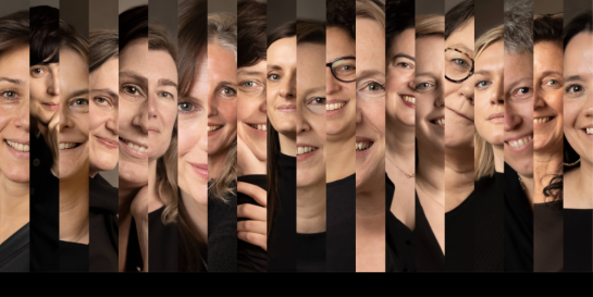 collage of portraits of female researchers by Lieve Blancquaert