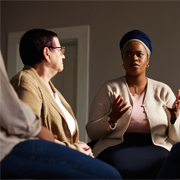 Two women talking